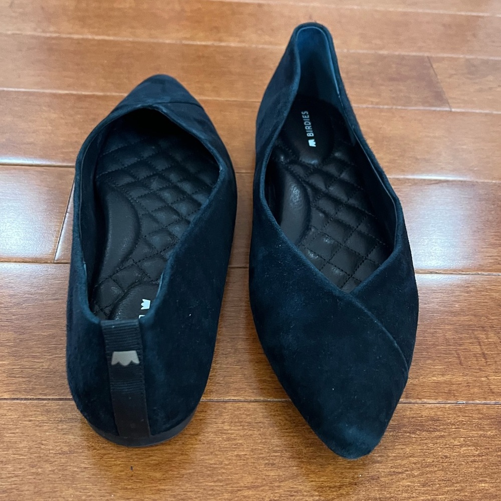 Birdies Black Suede Pointed Toe Slip On Goldfinch Ballet Flats Shoes Sz. 7 - Picture 3 of 6